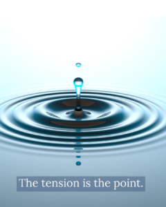 Reflective Behaviour Support Practice: Tension is the Point. Image shows smooth water surface with a drop of water in the centre and ripples outwards.